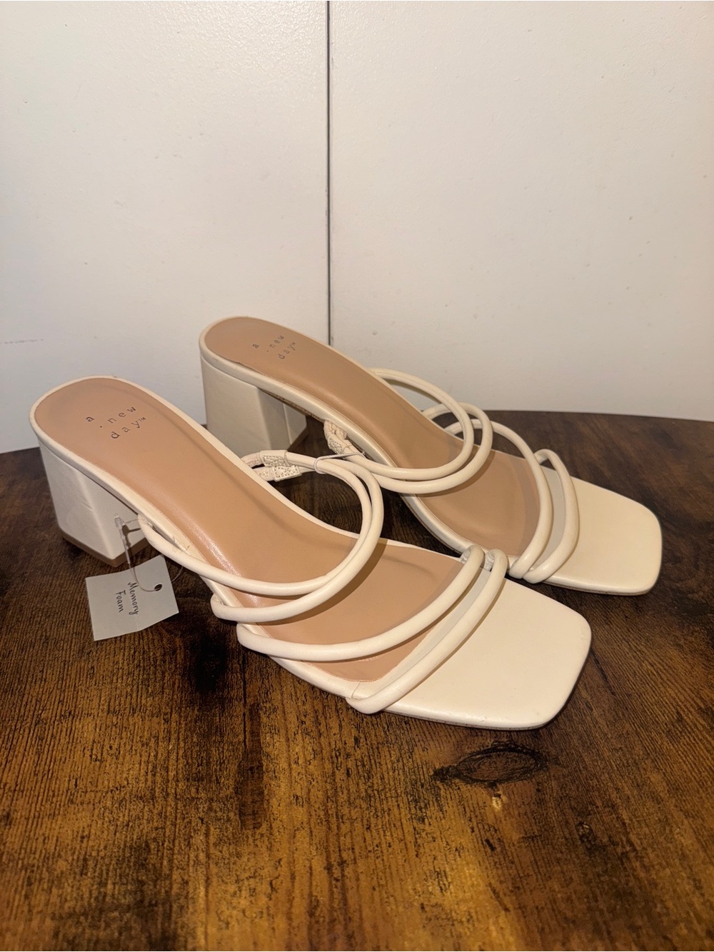 A New Day Women's Square Toe Block Heel Slide Sandals Sz 11